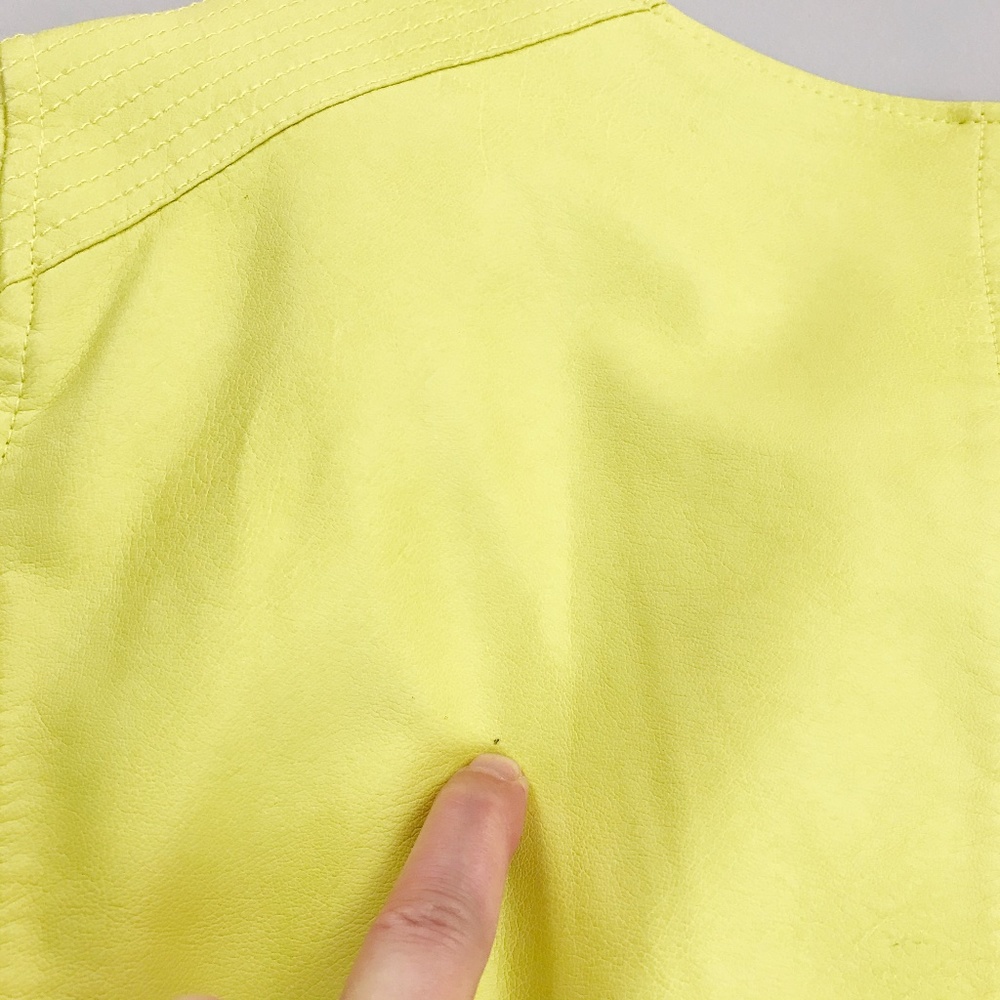 ALFANI Graphic Mood Faux Leather Moto Jacket XL Asymmetrical Zip Front Luxe Lime - Picture 7 of 7